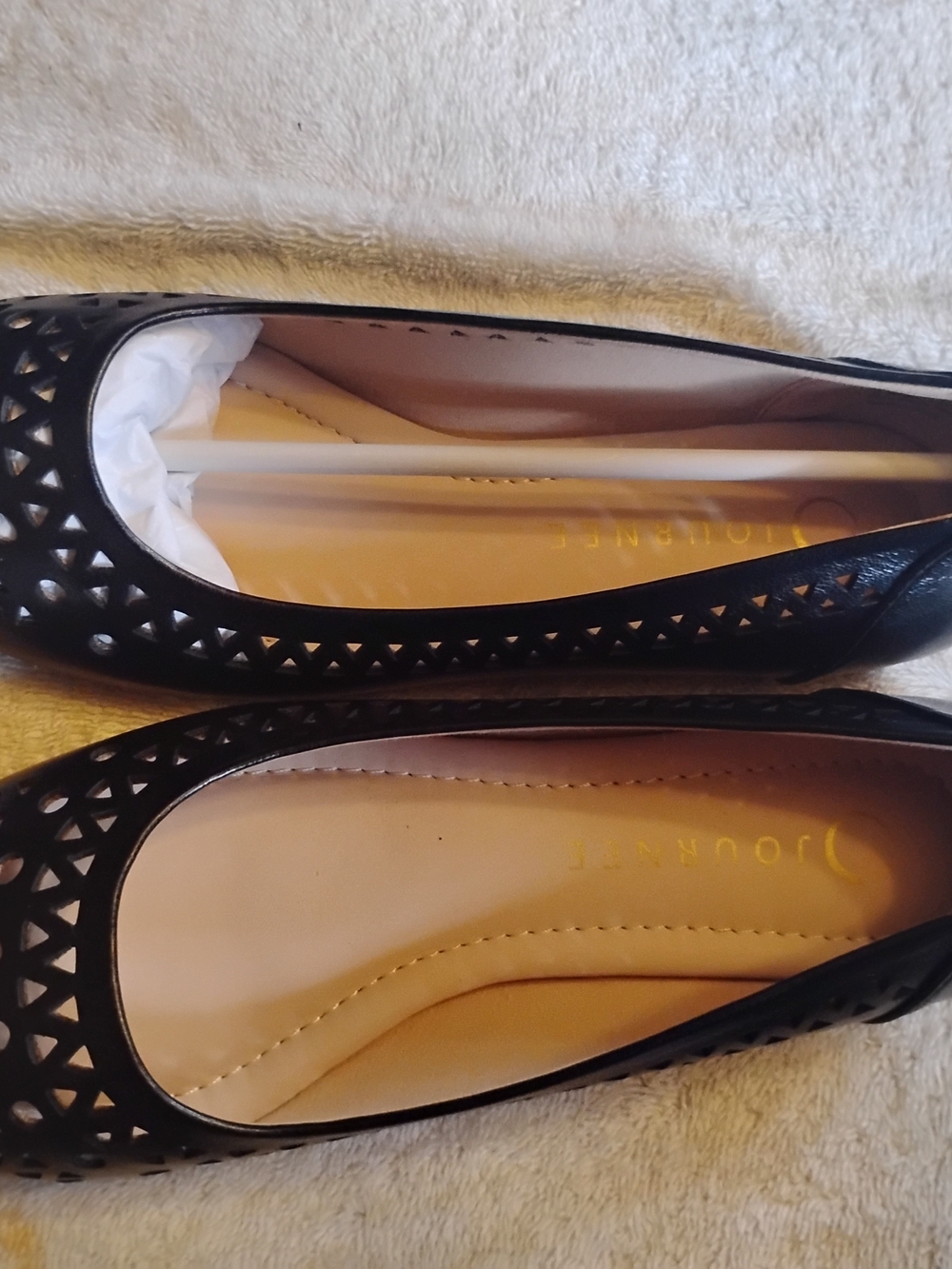 Journee Collection Black Laser-Cut Ballet Flats